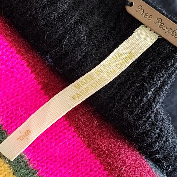 Free People Wool Serape Retro Stripe Black Mini Tunic Dress - Picture 4 of 7